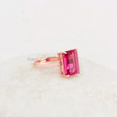 Pink Tourmaline Quartz Ring - 925 Sterling Silver - 8x12mm Rose Gold Plated - Artisan Jewelry - Jewelry for Inspiration - Gift for Birthday